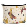 NWTPK Cosmetic Bag Red Toned Butterfly Printed Toiletry Bag Portable Travel Cosmetic Bag Travel Accessories Storage, style view 1