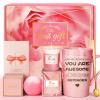 Birthday Gifts for Women, Mom, Sister, Friend: Unique Pink Self Care Spa Relaxation Baskets Set, Christmas, Holiday, Valentines Day Presents for Her, Girlfriend, Grandma, Wife, Bestie, Coworkers view 1