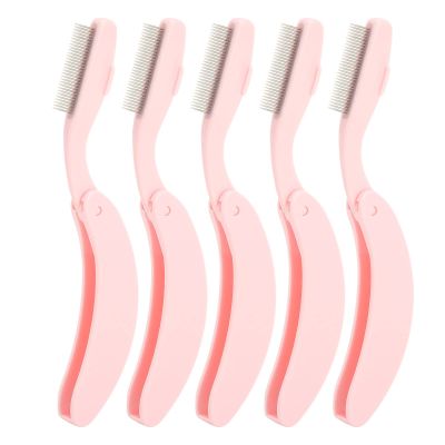 5 Packs Durable Metal Foldable Eyelash Comb, Stainless Steel Metal Teeth Eyebrow Separator Comb Lash and Brow Makeup Applicator Brush Professional Tool for Define Lash
