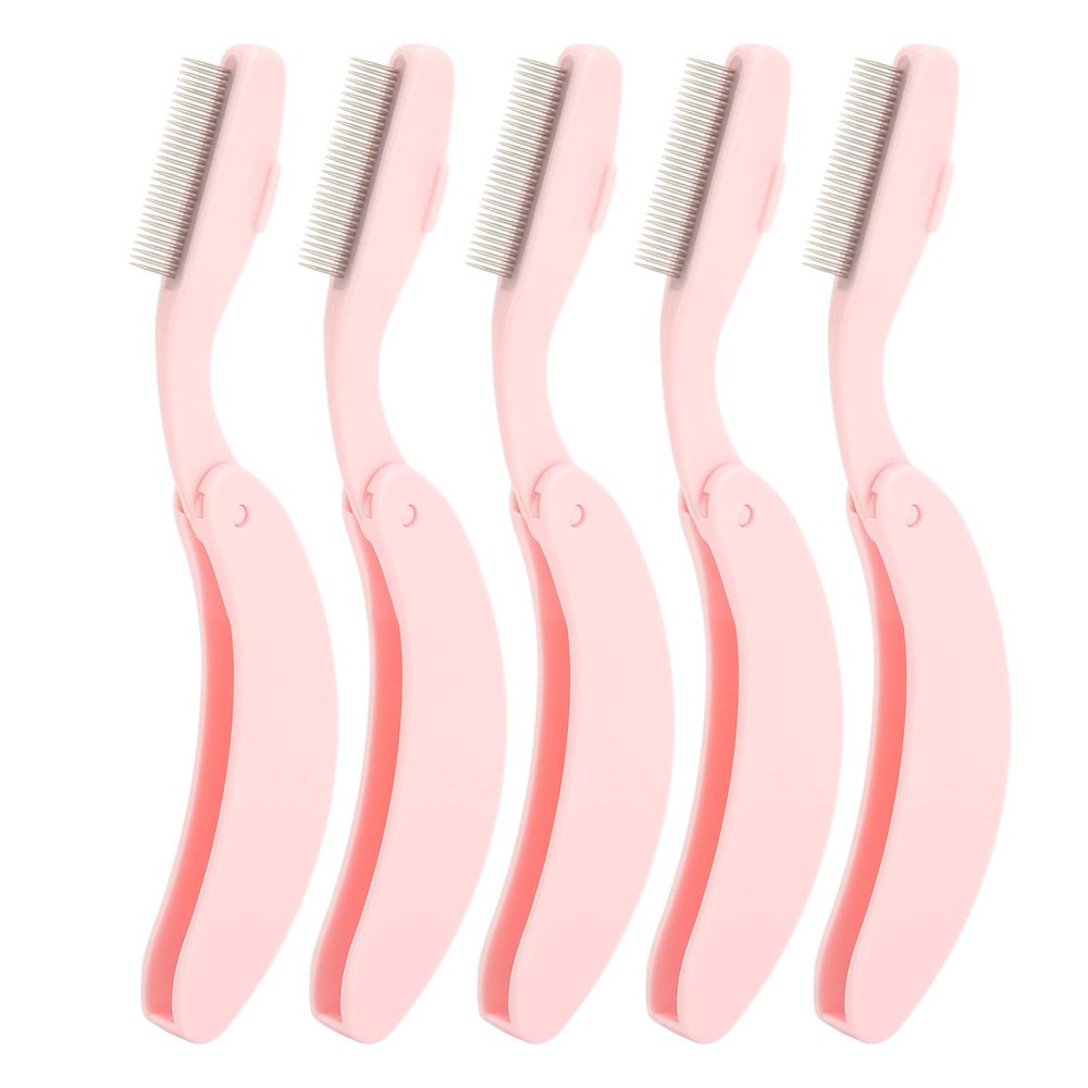 5 Packs Durable Metal Foldable Eyelash Comb, Stainless Steel Metal Teeth Eyebrow Separator Comb Lash and Brow Makeup Applicator Brush Professional Tool for Define Lash