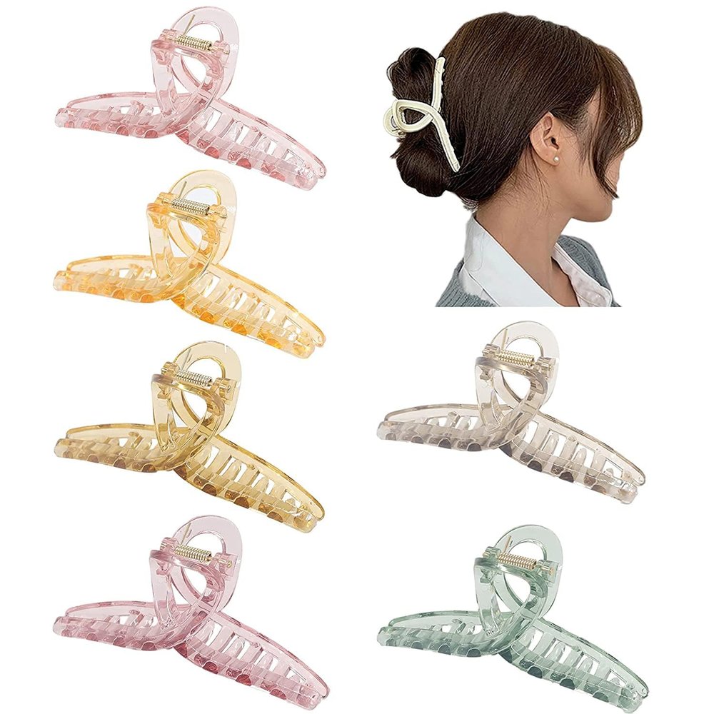 PACTIV Hair Clips Ladies and Girls Large Banana Hair Clips High Elasticity Claw Clips Anti-Slip Butterfly Hair Clips Suitable for Thin Hair and Thick Thick Hair Clips, 1 count (Pack of 4) MULTI