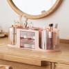360 Rotating Makeup Brush Holder with 3 Drawers, Makeup Organizer Countertop with 10 Slots Pencil Holder,Hair Comb Holder for Vanity (Pink (3 Drawer)) view 1