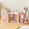 360 Rotating Makeup Brush Holder with 3 Drawers, Makeup Organizer Countertop with 10 Slots Pencil Holder,Hair Comb Holder for Vanity (Pink (3 Drawer)) view 2