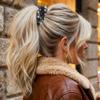 CAKURE Rhinestone Ponytail Holders Fancy Hair Ties Silver Scrunchies Sparkly Hair Accessories for Women view 3