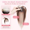 Hairro Wispy Bangs Clips in Real Human Hair, 3D 360 Cover Air Bangs 100% Real Hair, Clips on Lightweight Hairpieces for Women, Seamless Blend for Instant Volume on Top, 8 Inch Dark Brown view 3