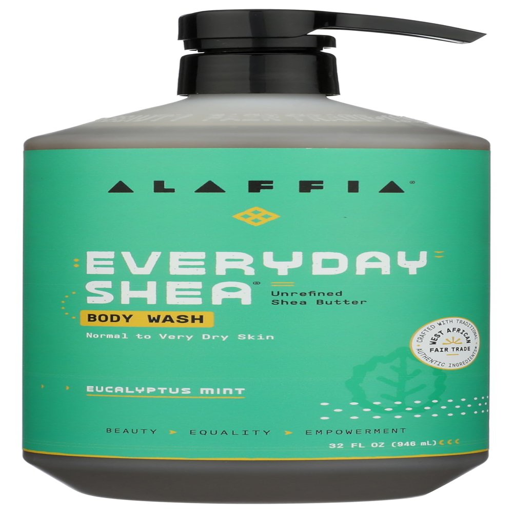 Alaffia Eucalyptus Mint Everyday Shea Body Wash, 32 Fz