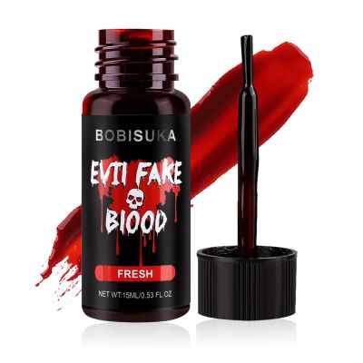 BOBISUKA Halloween Fake Blood, Edible Stage Blood 0.53oz, Realistic Vampire Blood SFX Makeup Kit, Washable Faux Blood Gel for Zombie Monster Special Effects Makeup, Costume Cosplay, Stage&Film (Fresh)