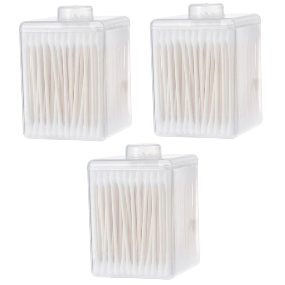 FOMIYES 600pcs Cotton Buds Bulk Sterilize Dust Makeup Cotton Swabs Double Tips Portable Box for Face Eye Nail