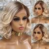 13x4 Ombre Blonde Bob Lace Front Wig Human Hair Pre Plucked HD Transparent Lace Frontal Wigs 4/613 Color Short Bob Glueless Human Hair Wigs For Women Bleached Knots 150% Density 8Inch view 1