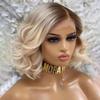 13x4 Ombre Blonde Bob Lace Front Wig Human Hair Pre Plucked HD Transparent Lace Frontal Wigs 4/613 Color Short Bob Glueless Human Hair Wigs For Women Bleached Knots 150% Density 8Inch view 2