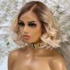 13x4 Ombre Blonde Bob Lace Front Wig Human Hair Pre Plucked HD Transparent Lace Frontal Wigs 4/613 Color Short Bob Glueless Human Hair Wigs For Women Bleached Knots 150% Density 8Inch view 3