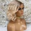 13x4 Ombre Blonde Bob Lace Front Wig Human Hair Pre Plucked HD Transparent Lace Frontal Wigs 4/613 Color Short Bob Glueless Human Hair Wigs For Women Bleached Knots 150% Density 8Inch view 4