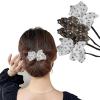 4 Pcs Hair Bun Maker-Flowers Deft Bun Maker Magic Donut Hair Bun Maker French Hairstyle Twist Bun Hair Accessories for Girls Hair(2 Black+2 White) view 1