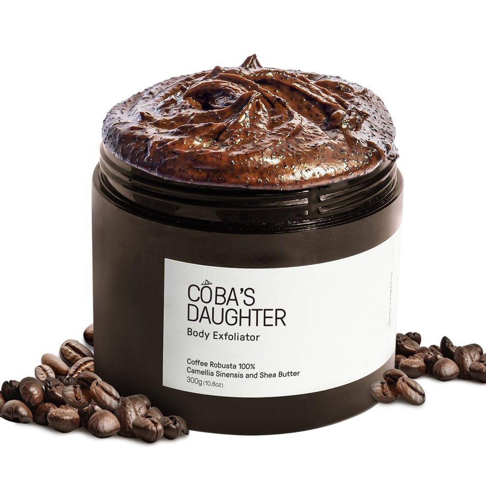 COBA'S DAUGHTER Robusta Coffee Body Scrub| Exfoliating for Cellulite and Stretch Marks, KP Bump Eraser, Strawberry Legs, Underarm | Matcha & Shea Butter | Safe for pregnancy | Vegan Beauty (10.6 Oz)
