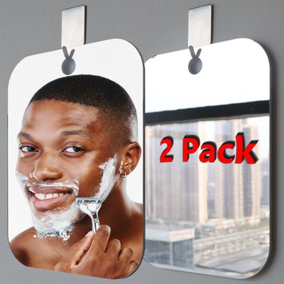 2Pcs Unbreakable Travel Shaving Mirror for Shower,(Large 8in x 10.6in x 2Pcs),Shower Mirror for Bathroom; Shatterproof Shaving Small Mirror for Wall,Travel Camping Makeup Mirrors,Outdoor Shower Mirror
