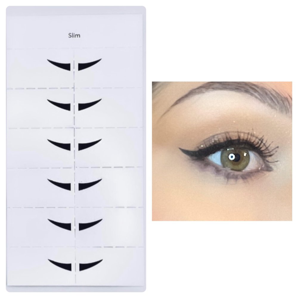 Nahrin Beauty Eye Liner Wings, Long Lasting Eye Liner Wings, Black Color, Semi-Matte Finish, 24 pairs (Black, Slim)