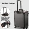 XQZMZSCP Rolling Makeup Case, Makeup Suitcase with Wheels and Stands, Makeup Station with Mirror and 8 LED Lights for Travel (Rose Gold) view 4