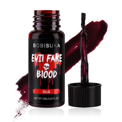 BOBISUKA Halloween Fake Blood, Edible Stage Blood 0.53oz, Realistic Vampire Blood SFX Makeup Kit, Washable Faux Blood Gel for Zombie Monster Costume Cosplay, Stage, Film & Special Effects Make-Up(Old)