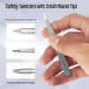 DUROX Round-Tip Tweezers  Gentle Chin & Facial Hair Removal for Women. Precision tweezers with small rounded/blunt tips for safe brow shaping and chin hair removal. Made of Stainless Steel view 2