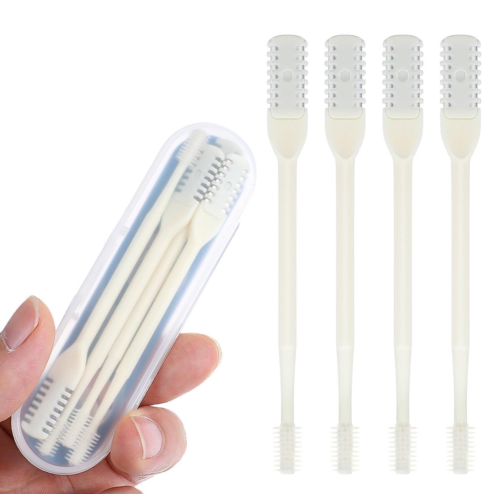 Andibro 4Pcs 2-in-1 Nasal Hair Cutter, Double Sided Nose Hair Knife 360 Rotating Nose Hair Trimmer Manual Nostril Hair Remover Tool for Women Men