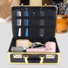 15.7 Inch Beauty Salon Barber Case, Hair Stylist Tool Kits Organizer, Professional Barber Travel Carry Case, Portable Beauty Salon Tool Kits Storage with Code Lock (Gold) view 2