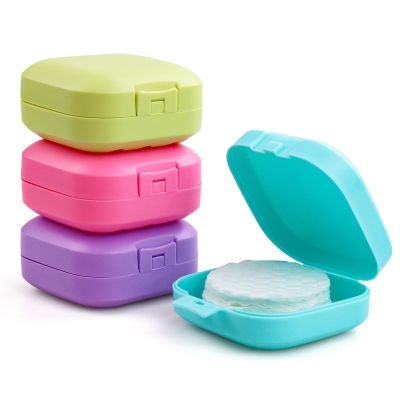 Etenpo Plastic Square Cotton Pad Holder - Pack of 4, Multiple Colors, Portable Travel and Sealed, Suitable for Makeup Remover Cotton Balls
