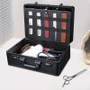 15.7 Inch Black Barber Carrying Case, Hair Stylist Tool Kits Organizer, Professional Barber Beauty Salon Tool Kits, Portable Barber Travel Carry Case with Code Lock (Black) view 2