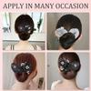 Insstyle Full Star Flower Hair Accessories, Elegant Embroidered Flower Hair Bun Roller for Long Hair, Deft Bun Lazy Hair Curler for Women Girls (B Sliver) view 2