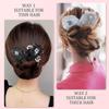 Insstyle Full Star Flower Hair Accessories, Elegant Embroidered Flower Hair Bun Roller for Long Hair, Deft Bun Lazy Hair Curler for Women Girls (B Sliver) view 4