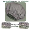 2Pcs Genergy Shower Cap, Adjustable, Large& Reusable &Satin Lined Shower Cap for Women Waterproof, Washable &Double Layers &Reversible Shower Caps (Litht grey+Apricot) view 2