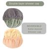 2Pcs Genergy Shower Cap, Adjustable, Large& Reusable &Satin Lined Shower Cap for Women Waterproof, Washable &Double Layers &Reversible Shower Caps (Litht grey+Apricot) view 3