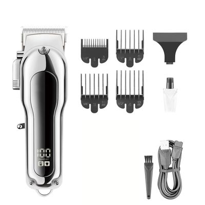 IBDRYKK Pro Hair Clipper, Hair Trimmer Professional Hair Clipper Cordless Haircut Machine Adjustable Portable Rechargeable Hair Trimmer for Men(Silver with Box)