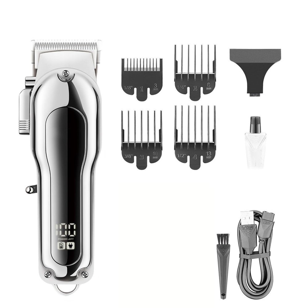 IBDRYKK Pro Hair Clipper, Hair Trimmer Professional Hair Clipper Cordless Haircut Machine Adjustable Portable Rechargeable Hair Trimmer for Men(Silver with Box)