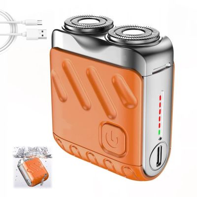 huyantie Luggage Electric Shaver,Mini Electric Shaver,Portable Electric Razor for Men,Wet & Dry Shaving,Rechargeable Cordless Rotary Shaver IPX7 Waterproof (Orange)