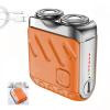huyantie Luggage Electric Shaver,Mini Electric Shaver,Portable Electric Razor for Men,Wet & Dry Shaving,Rechargeable Cordless Rotary Shaver IPX7 Waterproof (Orange) view 1