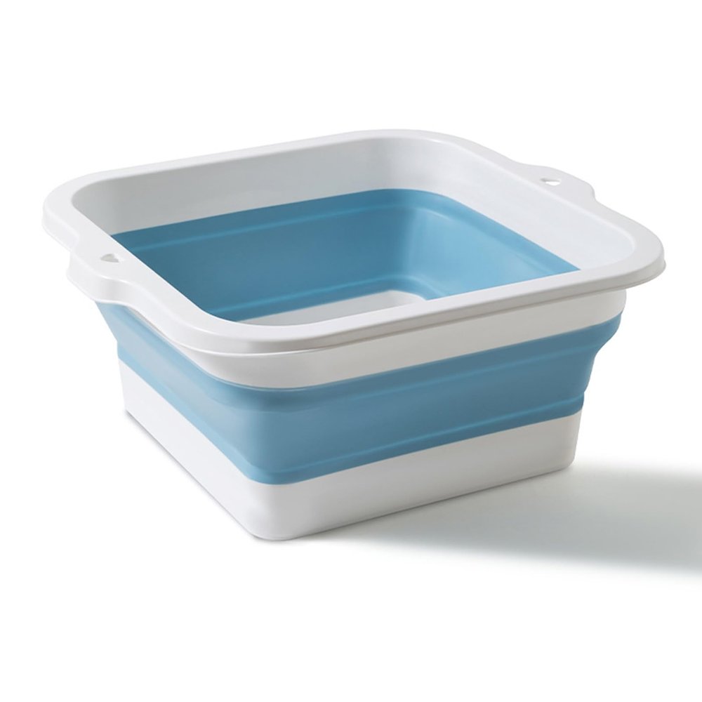AUNMAS Foldable Foot Bath Basin, Silicone Large Capacity Folding Foot Soaking Bucket with Adjustable Water Level for Home Travel (Blue)