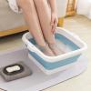 AUNMAS Foldable Foot Bath Basin, Silicone Large Capacity Folding Foot Soaking Bucket with Adjustable Water Level for Home Travel (Blue) view 4