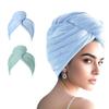 AGKXHDEC 2 Packs Single Layer Microfiber Hair Turbans - Drying Wrap for Women (Blue,Light Green) view 1