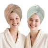 AGKXHDEC 2 Packs Single Layer Microfiber Hair Turbans - Drying Wrap for Women (Brown,Light Green) view 1