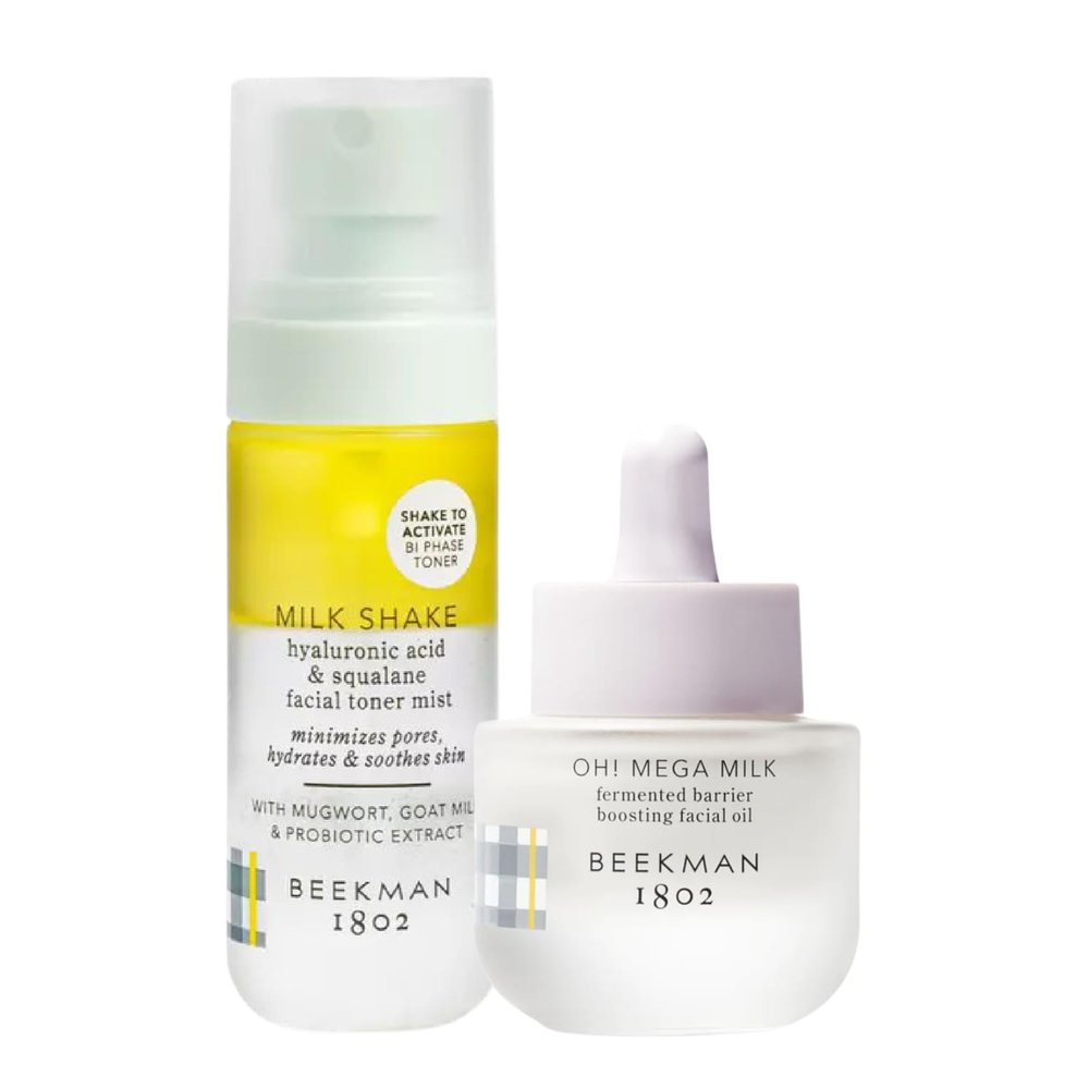 Beekman 1802 Milk Shake Hydrating Toner & Face Mist (2 fl oz) + Oh! Mega Milky Oil Facial Oil (0.5 fl oz)  Hydrating Skincare Safe for Sensitive Skin  Cruelty Free  Packaging May Vary