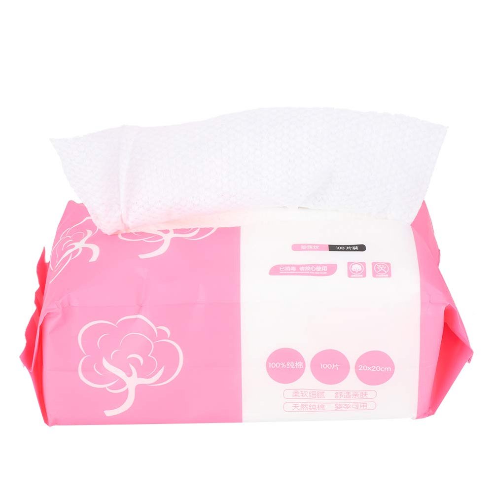 100 Cleansing Tissues, Disposable Cotton Towel, 20 X 20 Cm/7.9 X 7.9 Inch, Cotton Pads for Makeup, Private Parts Care,