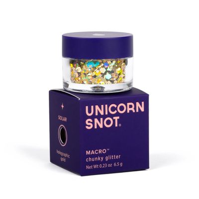 UNICORN SNOT Macro Face & Body Glitter | Cosmetic Grade Large-Particle Loose Glitter | Holiday Stocking Stuffer & Christmas Makeup | Safe for Face, Easy Application & Removal - Solar (Gold)
