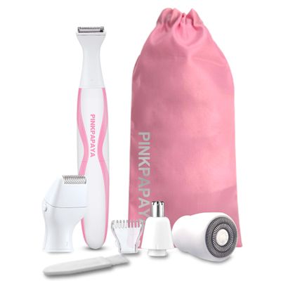 PINKPAPAYA Electric Razors for Women,foil Shaver,Bikini Trimmer,Leg Shaver,4IN1 Lady Electric Shaver for Pubic Hair,Legs,Face,Nose Trimmer,Facial Hair Removal/Remover,Wet/Dry Shaver,2024062702