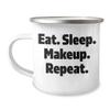 12oz Stainless Steel Mug Gift Eat Sleep Makeup Repeat Christmas view 1