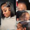 10 Inch Short Bob Wigs Natural Color Pre Plucked 180% Density Black Bob Glueless Wig Human Hair Free Part Natural Black Lace Front Wig view 1
