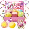 Unicorn Bath Bombs with Surprise Inside for Kids Girls, 6 Kids Bath Bombs with Jewelry Inside, Natural Bubble Bath Set for Skin Moisturizing, Birthday Christmas Easter Gifts for 4 5 6 7 8 Year Old view 2