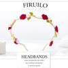 Firuilo Gold Flower Headband Pearl Bridal Hairband Rose Wave Head Band Thin Wedding Hair Accessories for Women view 2