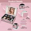 Cybergiant Travel Makeup Case with LED Mirror - Hard Shell Pink Travel Makeup Bag with Mirror - Portable Makeup Organizer with Mirror, Vanity Case for Cosmetics, Adjustable Divider view 2