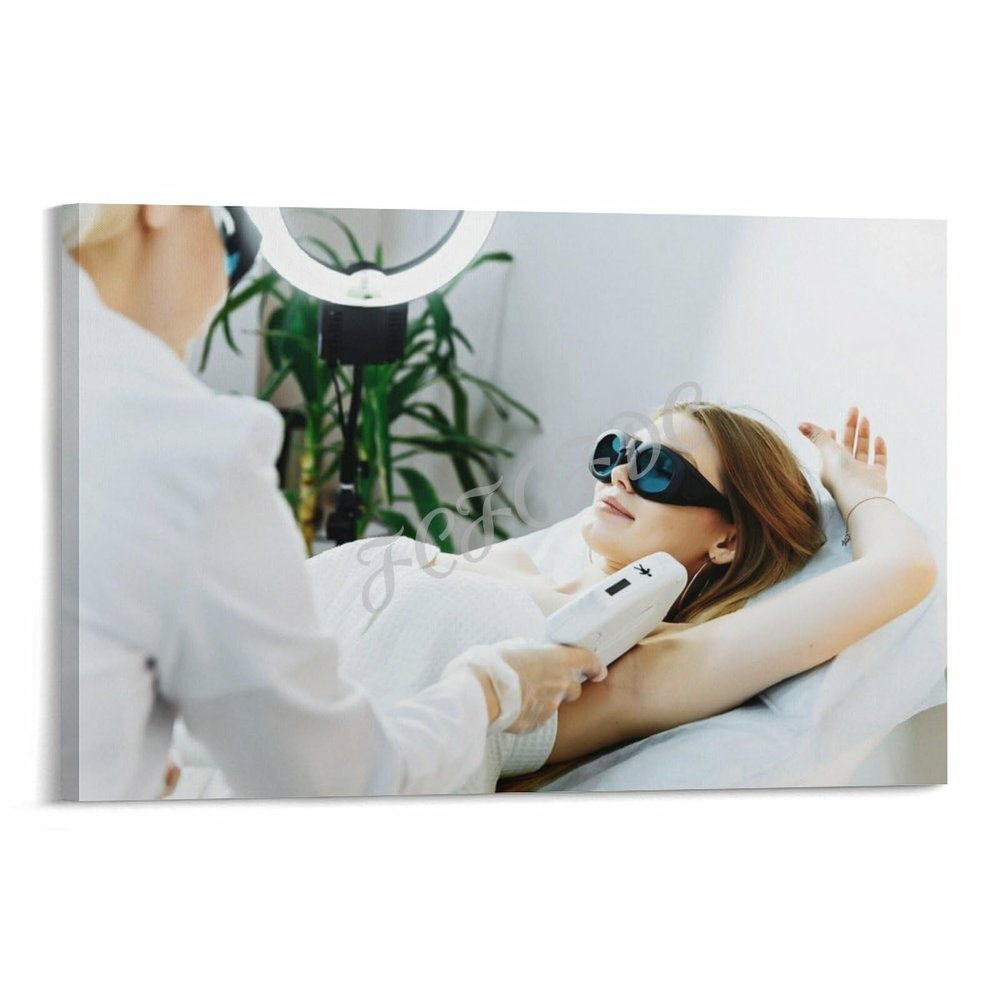 LHGVQXZA Beauty Salon Hair Removal Poster Beauty Spa Decoration Poster Laser Hair Removal Poster1 Canvas Painting Wall Art Poster for Bedroom Living Room Decor 12x08inch(30x20cm), Frame-style