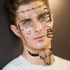 12 Sheets Halloween Face Tattoo Set, 4 Sheets Malone Tattoos Rapper Prisoner, Malone Face Tattoo Sticker For Adults Women Men, Small Fake Gothic Halloween Costume Temporary Tattoos Skull Kits view 2